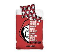 Parure de lit House of Cards Maison en Papier Housse de Couette 140 x 200 cm et taie d'oreiller 60 x 70 cm 100% Coton - Multicolore