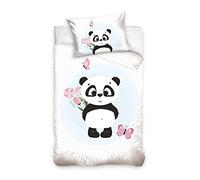 Carbotex Parure de lit pour bébé Panda Ours 100 x 135 cm