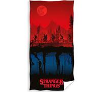 Carbotex Serviette en coton 70x140 STRANGER THINGS rouge bleu foncé C24
