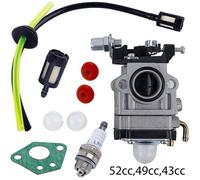 Carburateur Débroussailleuse, avec Joint Tuyau, Bougie et Filtre à Essence, pour 52cc 49cc 43cc Carbu Kit