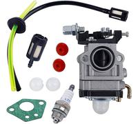 Carburateur pour Moteur de Débroussailleuse 52cc 49cc 43cc, Kit Carbu avec Joint, Tuyau, Bougie d'Allumage et Filtre à Essence