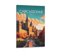 Carcassonne Poster de voyage traditionnel France Affiche de voyage Affiche de Carcassonne Poster Languedoc Poster de voyage Cadeau de voyage Art mural Poster encadré Poster sur toile Décoration murale