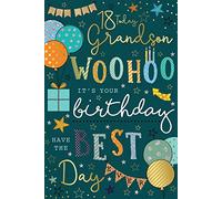 Card 18 Today Grandson 18th Ballons & Gifts Design Happy Birthday Lovely Verse
