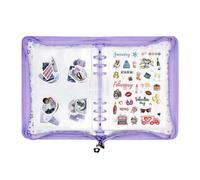Card Binders - A5 Clear Star Zippered Planner Binder, 20 Page Refillable | A5 Refillable Card Binder, 20 Page Clear Zippered Design, Star Pattern Organizer, Planner Sticker Storage, Portable Document