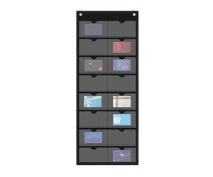 Card Holder Wall Mount, 3x5 Inch Sticky Note with Storage Sleeve Design, Or | Classroom Pocket Chart for Administrators Teachers Educators Home Office Garage Warehouse Library Study