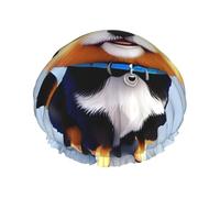 Card Love Fancy Puppy Bonnet de douche pour femme, imperméable, réutilisable, avec cordon élastique lavable, adapté aux cheveux longs et tresses, idéal pour la douche.