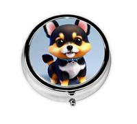 Card Love Fancy Puppy Mini boîte à pharmacie avec trois compartiments, petite boîte à médicaments ronde, portable