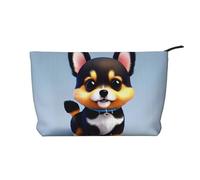 Card Love Fancy Puppy Printed Corduroy Cosmetic Bag - Sac de toilette portable à fermeture éclair pour femme