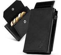 Card Nine! Étui pour cartes magnétiques - Portefeuille fin de qualité supérieure - Avec protection RFID - Portefeuille pour homme et femme - Portefeuille avec fermeture magnétique, Noir , XL Münzfach