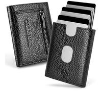Card Nine! Portefeuille Fin avec Protection RFID - Porte-Cartes de crédit - Mini Portefeuille - Petit Portefeuille - Portefeuille Intelligent - Portefeuille pour Homme et Femme (Cuir Noir)