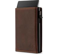 CARD Nine! Portefeuille magnétique - Porte-Cartes pour Hommes & Femmes - Qualité Supérieure - Blocage RFID - pour 8 Cartes de crédit - Fermeture magnétique (Cuir Marron, avec Poche à Monnaie)