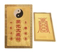 -Card - Tai Sui Fortune, Ornement de protection de la bénédiction dorée | Décoration spirituelle chinoise pour la prospérité de la voiture Richesse Harmonie Énergie Balance Accent d'affichage