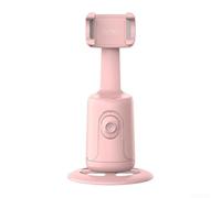Cardan de reconnaissance faciale à 360 ° pour téléphone portable, avec suivi automatique du visage, sans application, angle réglable, anti-secousses (rose)
