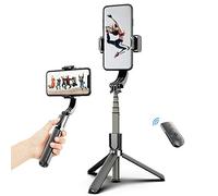 Cardan de téléphone HUIOP 3 en 1 pour téléphone Gimbal Stabilizer Selfie Stick Trépied 86 cm 5 sections avec obturateur à distance Pince de téléphone intelligent rotatif compatible avec Huawei