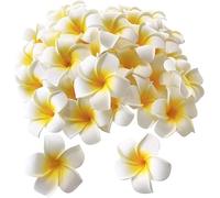 Cardbeei 100 pièces en mousse blanche hawaïenne frangipanier artificiel fleurs feuilles fleurs cheveux chapeau couronne bricolage mariage décoration 5 cm