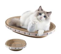 Cardboard Cat Scratcher-Scratcher pour chat ovale haute densité en forme d'ovale | Poteau en papier ondulé pour aiguiser les griffes sans miettes | Meubles d'intérieur - Chats endormis
