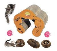 Cardboard Magic Maze Griffoir interactif pour chat, résistant à l'abrasion, en forme de fleur, carton à gratter (2 balles clochettes avec menthe)