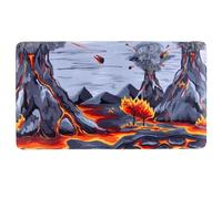 cardcosmos Premium Playmat « Fiery Mountains » - Tapis de jeu TCG exclusif avec illustration volcanique peinte à la main - 3 mm rembourré et antidérapant - pour Pokémon, Magic : The Gathering