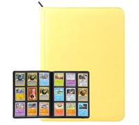 cardcosmos TCG Classeur à 9 poches, avec fermeture éclair, sans acide, fente latérale, pour 360 cartes, jaune, album aspect cuir pour Pokémon, Magic, Yu-Gi-Oh!, One Piece, Match Attax