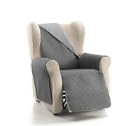 CARDENAL TEXTIL Rubí Couvre-canapé Bicolore réversible Polyester, Perle/Gris, 1 Place/Relax