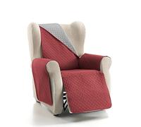 CARDENAL TEXTIL Rubí Couvre-canapé Bicolore réversible Polyester, Rouge/Perle, 1 Place/Relax