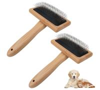 Cardeur de laine, pinceau lisse pour chiens, 2pcs en bois en bois carder avec aiguille incurvée de 135 °, brosse à cheveux pour chiens avec une prise confortable pour perdre
