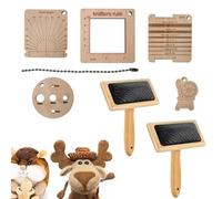 Cardeuse à laine avec manche - Cardeuses à main en bois, brosse à carder en laine | Peigne en laine avec manche lisse 8 pièces, brosse à trancher avec manche en bois massif, cardeuses à main