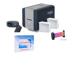 Cardholdir ID Easy Badges Solid 210 Imprimante de badges d'identité | Avec logiciel débutant, webcam HD et tout ce dont vous avez besoin pour concevoir et imprimer 200 cartes d'identité, imprimante de