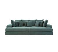CARDIFF - Canapé 4 places assise profonde en velours côtelé vert