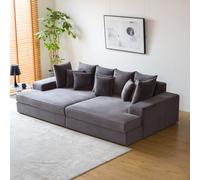 CONCEPT USINE | Canapé 4 Places Cardiff Velours Côtelé Anthracite | Modules Symétriques | Coussins Déhoussables | Assise Profonde Confort Mi-Ferme | Design Chic et Décontracté | Structure Bois Massif