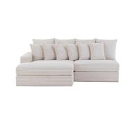 Concept Usine - Canapé d'angle gauche Cardiff, velours côtelé beige, 2–3 places 187×148 cm