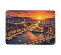 Cardiff Cityscape at Sunset Tapis 150 x 100 cm, Doux et Antidérapant | Idée cadeau pour une nouvelle maison : Tapis imprimé de chambre, avec poils courts; pour salon