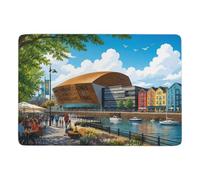 Cardiff Wales Bay Illustration Tapis 150 x 100 cm, Doux et Antidérapant | Tapis de chambre pour l'automne, avec surface douce; pour chambre