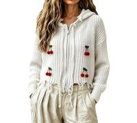 Cardigan à capuche décontracté en tricot classique décontracté | Cardigan ouvert sur le devant. Col zippé sur le devant. Capuche attachée. Facile à assortir avec des jeans