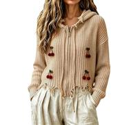 Cardigan à capuche décontracté en tricot classique décontracté | Cardigan ouvert sur le devant. Col zippé sur le devant. Capuche attachée. Facile à assortir avec des jeans