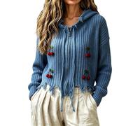 Cardigan à capuche décontracté en tricot classique décontracté | Cardigan ouvert sur le devant. Col zippé sur le devant. Capuche attachée. Facile à assortir avec des jeans