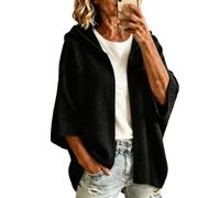 Cardigan à capuche ouvert sur le devant en tricot à manches trois-quarts | Le design à capuche ouvert sur le devant et les manches trois-quarts font de ce cardigan une couche décontractée pour les