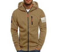 Cardigan à capuche pour homme - Cardigan de sport et de fitness ample décontracté en polaire à manches longues - Sweat à capuche à motif - Couleur unie - Fermeture éclair intégrale - Vestes chaudes