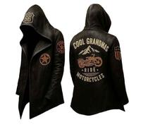 Cardigan à capuche sans manches pour homme de style motard - Gilet ouvert avec rivets et motif tête de mort - Gilet original pour un look rock, Style_b01 noir, L