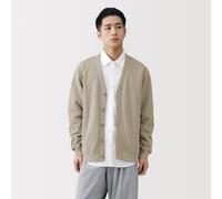 Cardigan à col en V à double tricot pour homme Bleu Marine Foncé M