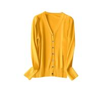 Cardigan À Col en V pour Femme, Pull DéContracté ÉLéGant avec Boutons, Pull Court en Tricot LéGer De Couleur Unie, ÉLéGant Et DéContracté Manteau Mode Femme Couleur Unie Classique