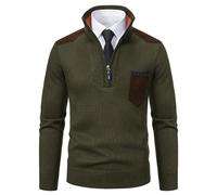 Cardigan à col montant en laine épaisse pour homme. Idéal pour l'hiver. Peut être associé à une chemise, convient pour le travail ou le week-end. Vert militaire, taille triple.,Vert Militaire,L