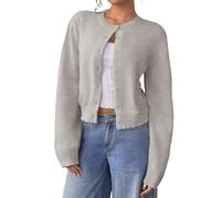 Cardigan à Manches Longues et col Ras du Cou pour Femme, Pull épais Ouvert sur Le Devant, Collection Automne 2025