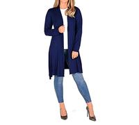 Cardigan à manches longues ouvert sur le devant pour femme, longueur genou, tenue décontractée, bleu marine, 48-50