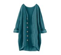 Cardigan à manches longues pour femme - Léger - Cardigan - Bouton ouvert sur le devant - Décontracté - Avec poches - Pull en tricot à manches longues - Avec col en V - Vintage - Classique, vert, L