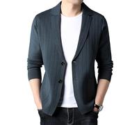 Cardigan à manches longues pour homme, coupe ajustée, style tricoté, décontracté, solide, confortable, Haqing, L