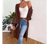 Cardigan à manches longues uni, cardigan bordeaux décontracté pour tous les jours, cardigans longs pour femmes, gilet long en tricot L,M,S,XL,XSUnicoloreÉtoffe