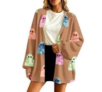 Cardigan à motif fantôme ouvert sur le devant pour femme | Texture tricotée côtelée, drapé ouvert sur le devant pour les fêtes festives et un usage quotidien décontracté