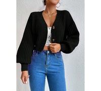 Cardigan ample unicolore avec boutons pour femmes, en mailles, à manches longues, pour l'automne L,M,S,XSUnicoloreTricots