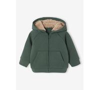 Cardigan bébé en molleton zippé à capuche doublée vert sapin 3M(60CM)